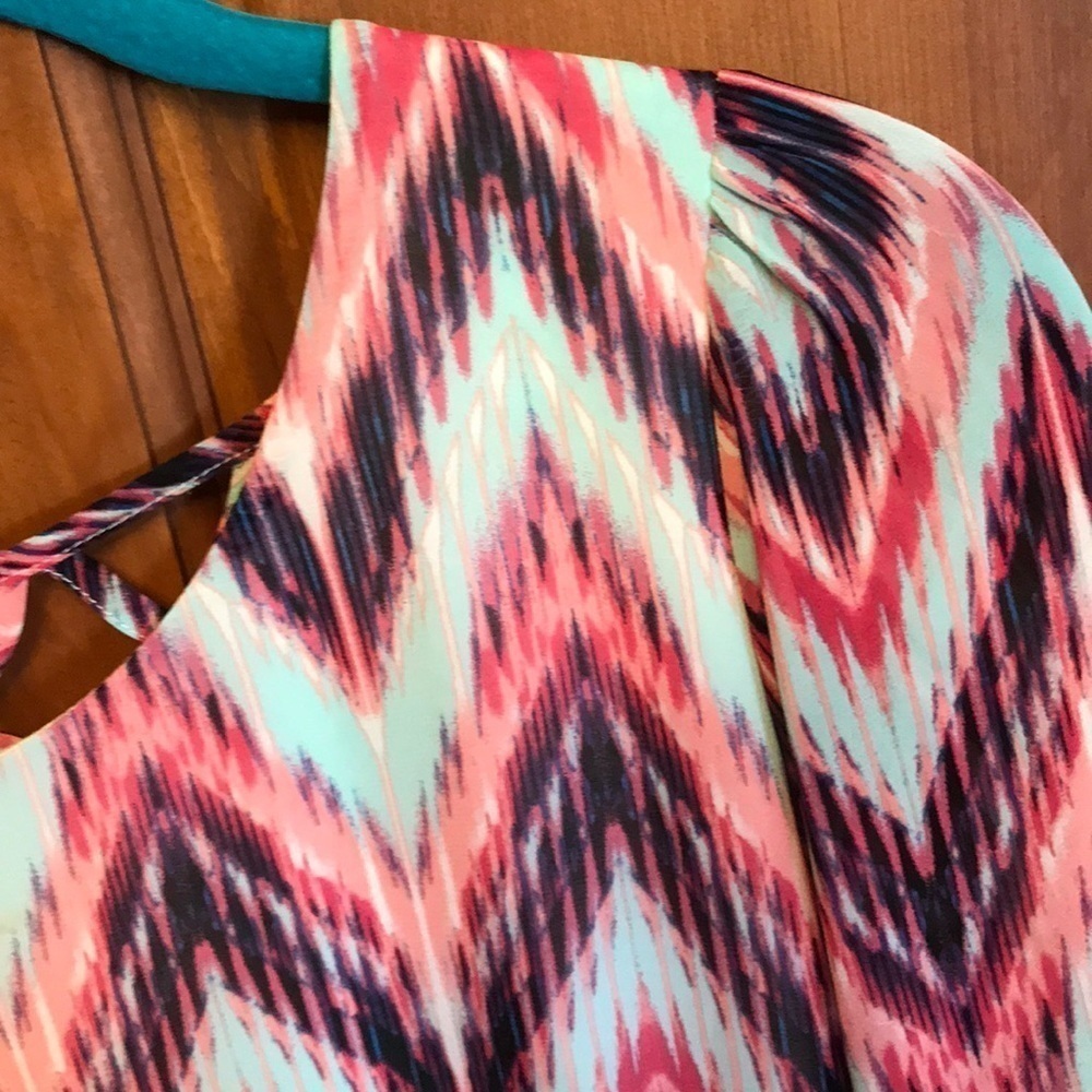WANT AND NEED Lattice Back Colorful Shift Dress